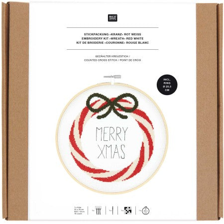Rico Design Red & White Wreath Cross Stitch Kits (Universal Yarn)
