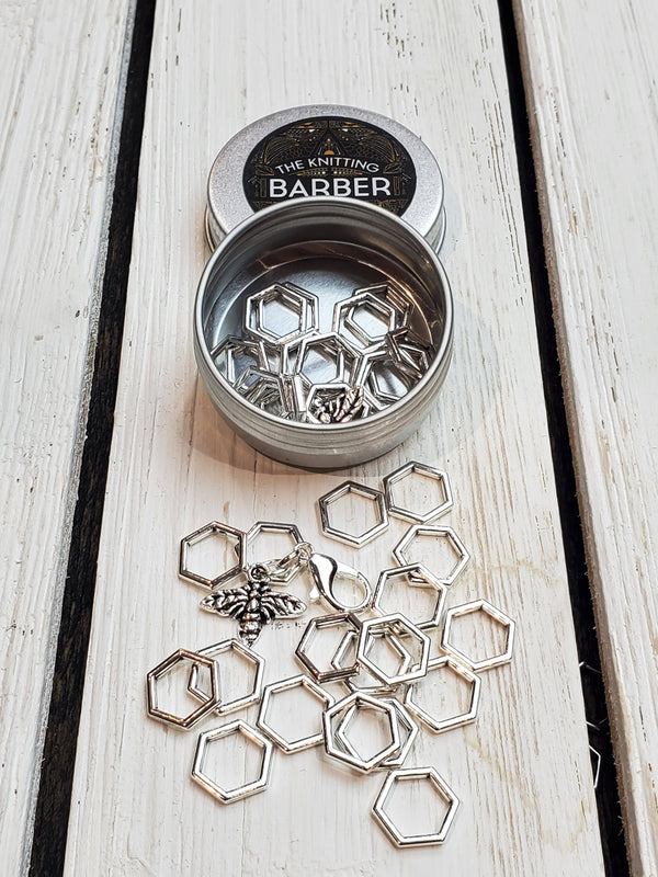 The Knitting Barber Queen Bee and Honeycombs Stitch Markers (TKB Markers)