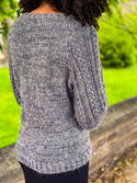 132B Woman’s Cabled Sleeve Raglan (Plymouth Yarn)