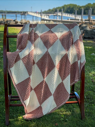 3434 Mitered Square Afghan Pattern (Plymouth Yarn)
