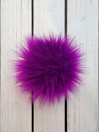 Buy vivid-purple Handmade Faux Fur Pom Poms (No Hooks Given)
